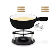 Holsten, fondue készlet, edény, melegítő, égő, 6 villa, 1,5 l, öntöttvas Fekete