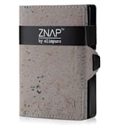 ZNAP Slim Wallet 12 - Portafoglio, 12 carte, portamonete, 8 x 1,8 x 6 cm (LxHxP)  Protezione RFID Struttura del sughero | Grigio