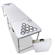 Backspin Beer Pong mesa blanco artesano con asas de transporte soporte para bolas 6 pelotas Tabla de juego - Plus