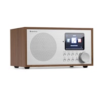 auna Harvard Chaîne compacte radio Internet DAB+ FM lecteur CD Bluetooth  marron Noyer