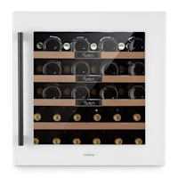Vinovilla 20 cave à vin encastrable, 50 litres, 20 bouteilles de vin, porte vitrée, éclairage intérieur LED, tiroirs en bois, façade : inox