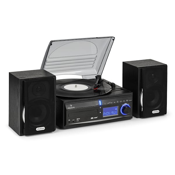 AUNA Sarah Ann - Platine Vinyle, Tourne Disque, 33, 45 et 78 t/MN, Design  Mallette, Pieds Amovibles, Enceintes stéréo, Port USB, Lecteur de Carte SD,  Bluetooth - Noir