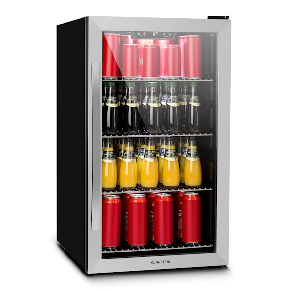  KLARSTEIN Beersafe - Minibar, Mini nevera, Refrigerador de  bebidas, Tranquilo, 42 dB, Acero inoxidable, Puerta de cristal, Controlador  de Temperatura 5 etapas, 2 Racks, 60 litros, Plata-Negro : Hogar y Cocina