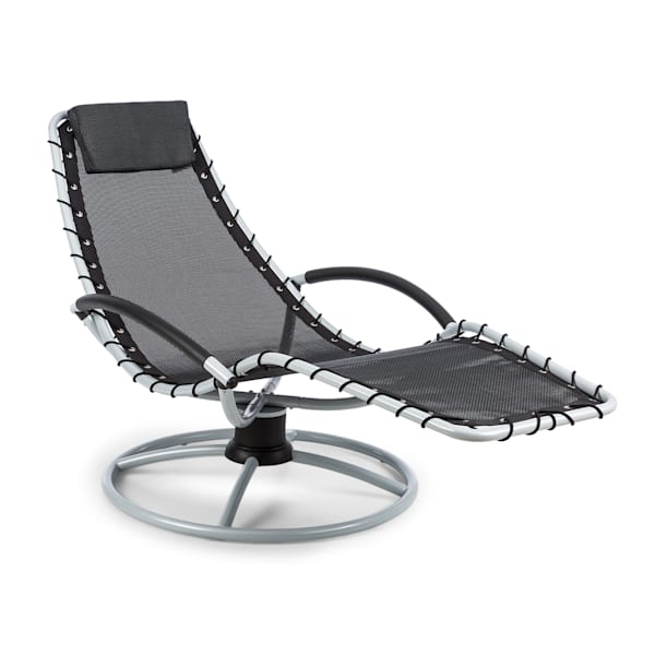 Transat jardin a Bascule Noir 148x63x85 - Bain de Soleil avec Coussin  Rembourré - Chaise Longue avec Repose Pieds pour Jardin, Piscine