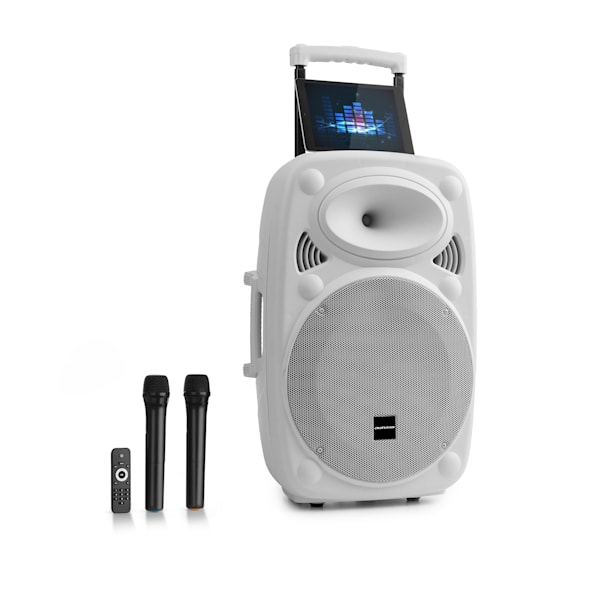 auna KTV - Altavoz Grande, Altavoz con micrófono, Altavoz Bluetooth con  micrófono, USB, Ranura SD, Micro-SD, HDMI, Salida Auxiliar, para Eventos de  Karaoke y DJ, Pantalla táctil 15,4 (39 cm), Negro 