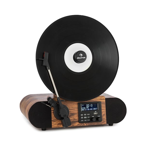 Auna Tocadiscos de Vinilo Vintage, Incluye Altavoces con Sistema Estéreo  Musica, Tocadiscos Vinilo con Sistema AUX, Reproductor Vinilo Retro con  Bluetooth, Sistema Sonido, Giradiscos Portátil Casa : : Electrónica