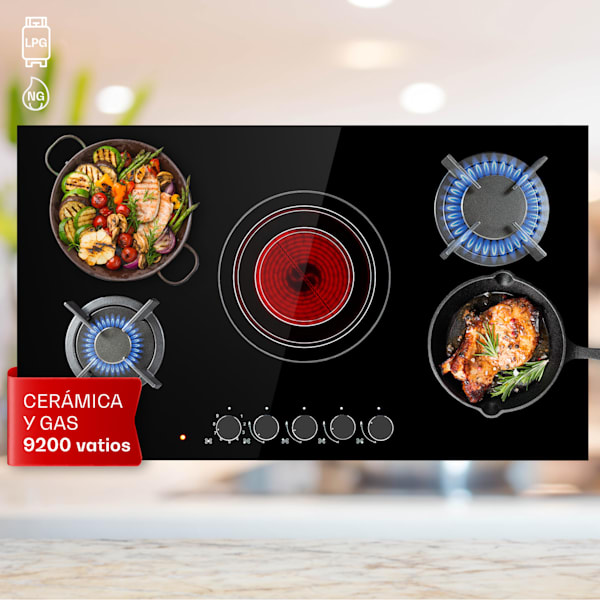 Klarstein Cocina de Gas Butano, 4 Fuegos Placa de Gas para Encimera Cocina,  Potencia de 8100W, Placa Gas Butano Integrada Acero y Cristal, Fogones Gas  para Cocinas, Encimera de 4 Anillos GPL 