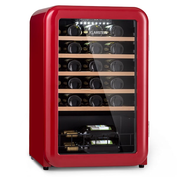 Roter Mini Kühlschrank retro mit doppelter Glasscheibe - RC55
