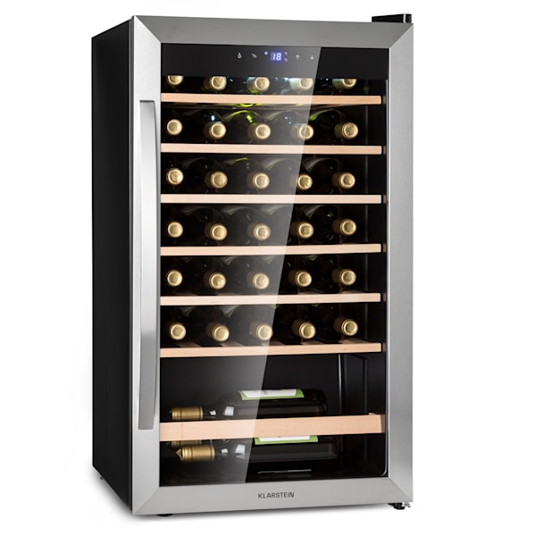 Klarstein Vinoteca 8 Botellas, Nevera Vinos de Una Zona, Nevera Expositora  Vino y Cerveza, Pequeña Interior y Exterior con Puerta de Cristal,  Protección UV, Panel Táctil,11-18°C : : Hogar y cocina