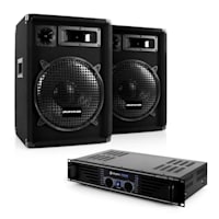 PW-65x22 MKII Set PA Amplificador + 2 altavoces pasivos + Juego de cables