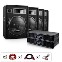 DJ PA Komplettset "Miami Quasar Pro" 2x Verstärker 4x Boxen