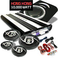 "Hongkong" Kit Car HiFi - Kit 4.1 10.000W 4 Col. Baixo Amp