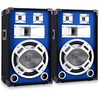 Pair Skytec Blue LED 12" Passive DJ PA Speakers - 1200W