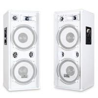 Pair of Malone PW-2222 3 Way DJ PA Speaker - White