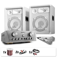 DJ PA System "Greenland Deluxe" White Star Series - Speakers & Amplifier Set