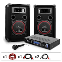 Auna DJ-10 - DJ PA Amplificador, Colunas, Microfone 1000W