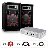 DJ PA Set "DJ-15" PA-versterker, Luidspreker, 400W