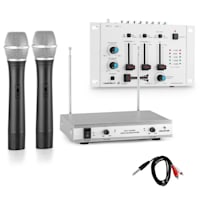 Wireless Microphone Set with 3 Channel Mixer White