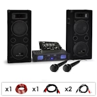 DJ PA set "DJ-25M" PA amp boxen micro mixer 1600W