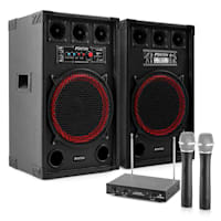 Karaoke System "STAR-Kreuzberg" PA Speakers 800W | 2-channel VHF Wireless Microphone Set