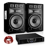 DJ "Warm Up Party" Disco PA Set 1200W DJ Amplifier 15" Speaker Pair