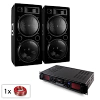 SPL Bluetooth MP3, komplet za ozvočenje, 2 x 15" zvočnik + ojačevalnik 2000 W