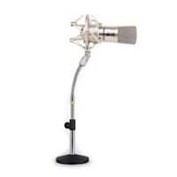 Set micro studio avec micro XLR argent et pied de table