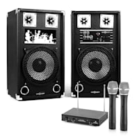 Set Karaoke "STAR-10A" Pack enceintes sono actives + set micros 2 canauxsans f