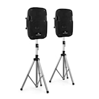 2.0 Malone PA Active Speaker Set 2 x 12" Monitor Speakers & 2 x Tripods