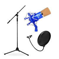 DJ PA Mikrofonset för studio och scen med mikrofon, stativ och mikrofonavskärmning