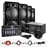 DJ PA szett "Bass First Pro Bluetooth", 2 x erősítő, 4 x hangszóró, keverő, 4000 W