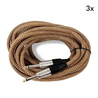 6.3 mm jack kabel, zlatno-crni, set 3 kom, 6 m, mono, prekriven textilom