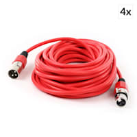 XLR Cable Set 4-Piece 10m Red Male to Female