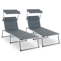 Amalfi Set transat 2 chaises longues rembourrées Tubes d'acier - gris