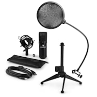 MIC-900B V2, USB mikrofon set, crni, kondenzatorski mikrofon + pop-filter + stalak za stol