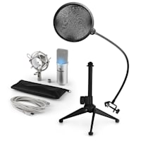 MIC-900S-LED, 3 части USB микрофонен комплект, кондензаторен микрофон + pop-filter + стойка за маса