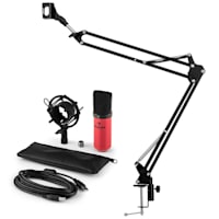 MIC-900RD USB Microphone Set V3 Condenser Microphone + Microphone Arm Cardioid Red