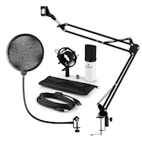 MIC-900WH USB, микрофонен комплект V4, кондензаторен микрофон, pop filter, стойка за микрофон, бял цвя