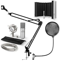 MIC-900S USB Microphone Set V5 Condenser Microphone Pop-Protection Microphone screen Microphone arm silver