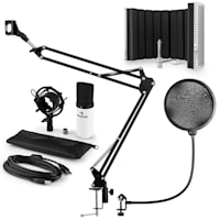 MIC-900WH Set per Microfono USB V5 Condensatore Filtro Antipop Schermo Braccio Bianco