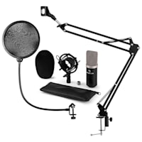CM003, set de microfon V4, microfon condensator XLR, braț de microfon, filtru pop, culoare neagră