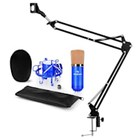 CM001BG V3, albastru, set de microfon, microfon XLR cu condensator, braț de microfon