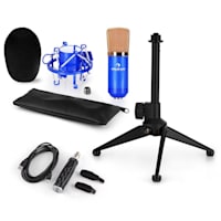 CM001BG Set V1 Microphone à condensateur + Adaptateur USB + Pied - bleu