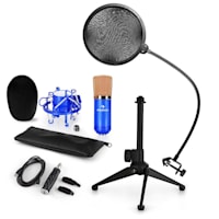 CM001BG Microphone Set V2 Condenser Microphone USB Adapter Microphone Stand Blue