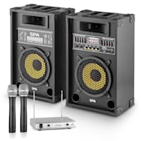 Set karaoke PA para eventos "Yellow Star 8" | Sistema PA 600 W máx. | Micrófono inalámbrico VHF de 2 canales de auna