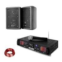 SPL 300 VHF PA Verstärker-Set 2 Lautsprecher Lautsprecherkabel schwarz