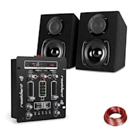 DJ-25 DJ Mixer + auna ST-2000 Speaker Set Black / White