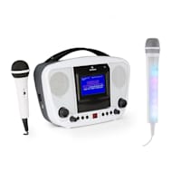 KaraBanga Equipo de karaoke Set con micrófono Kara Dazzi Bluetooth Blanco