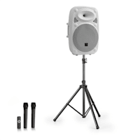 Streetstar 12 equipo PA móvil + trípode altavoz de graves de 12" micro UHF máximo 800 W blanco