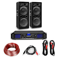 HiFi pojačalo i set zvučnika, 2 x 500 W pojačalo, 2 x zvučnik, 12 ", 500 W RMS